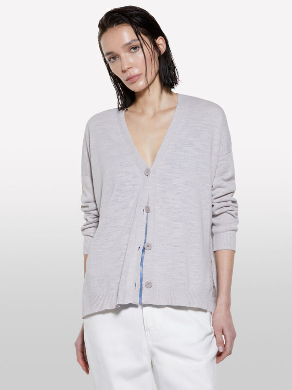 Cardigã cinzento de malha - cardigãs para mulher | Sisley