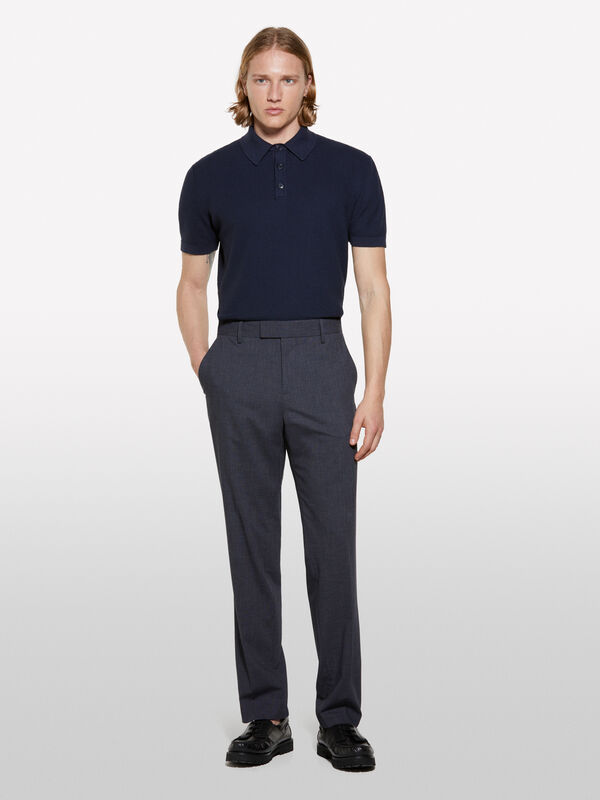 Calças formais cinza-escuro - calças slim para homem | Sisley