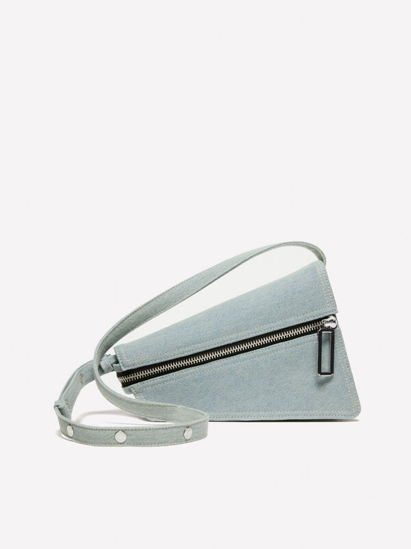 Bolsa assimétrica em denim com alça de tiracolo  - bolsas tiracolo e de ombro para mulher | Sisley