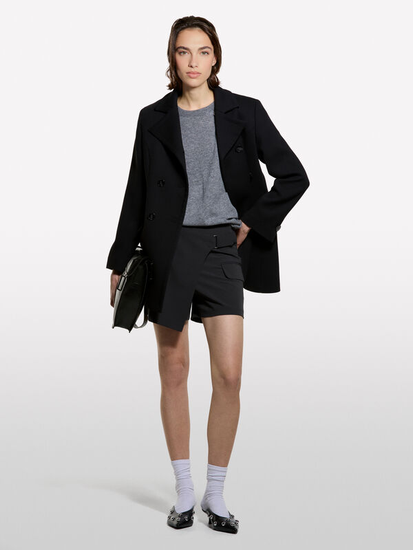 Camisola de lã mista com decote à barco - camisolas decote à barco para mulher | Sisley