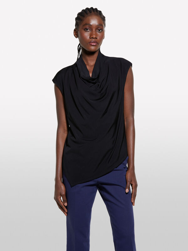 Top preto drapeado - tops para mulher | Sisley