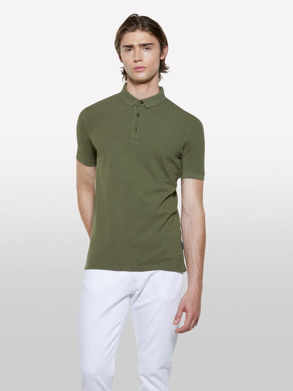 Polo verde militar 100% algodão - polos para homem | Sisley