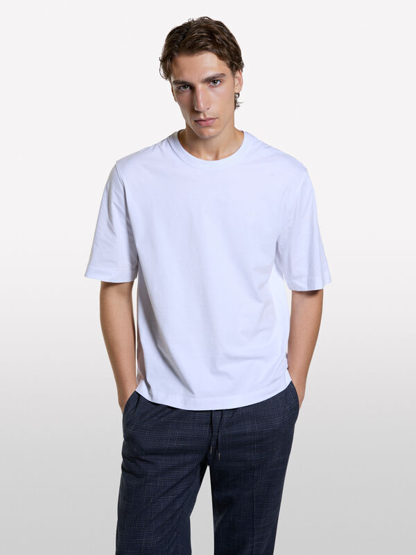 White relaxed fit t-shirt  - t-shirt de manga curta para homem | Sisley