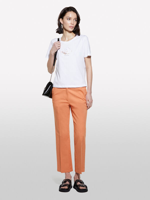 T-shirt branca com estampa de concha - t-shirt de manga curta para mulher | Sisley