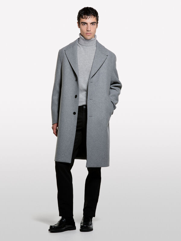 Camisola cinzenta regular fit com gola alta - camisolas gola alta para homem | Sisley