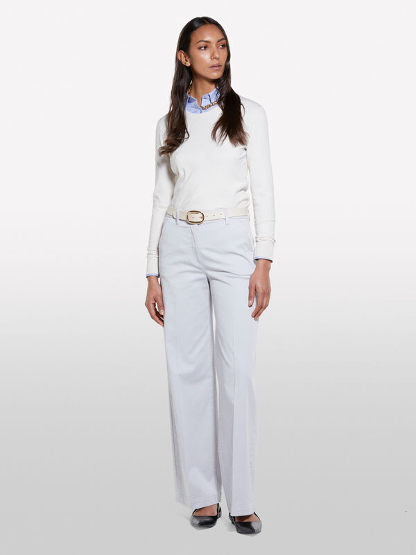Calças wide leg cinza-claro - calças palazzo para mulher | Sisley