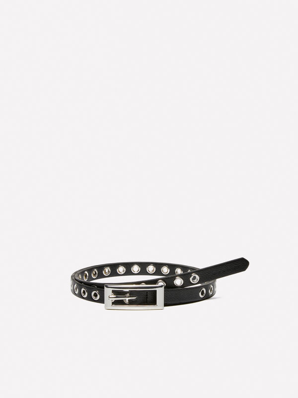 Cinto preto com ilhoses - cintos para mulher | Sisley