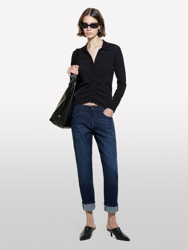 Jeans Lima azul-escuro slim carrot fit - jeans carrot fit para mulher | Sisley