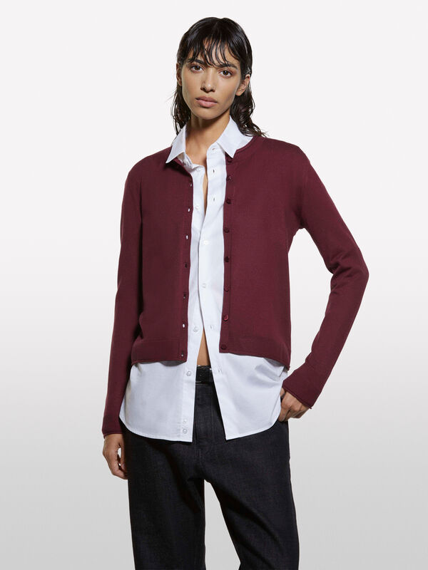 Cardigã regular fit bordô - cardigãs para mulher | Sisley
