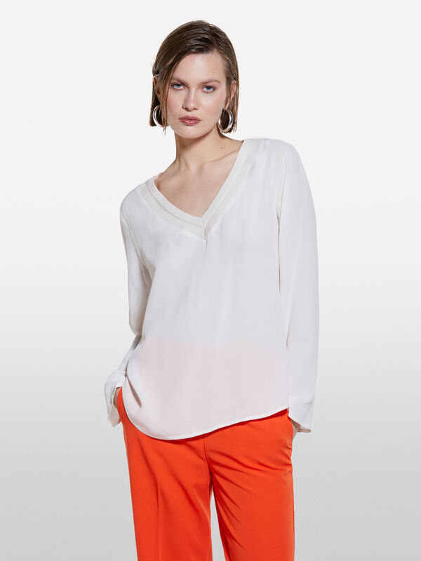 Blusa branco nata com decote à barco - blusas para mulher | Sisley