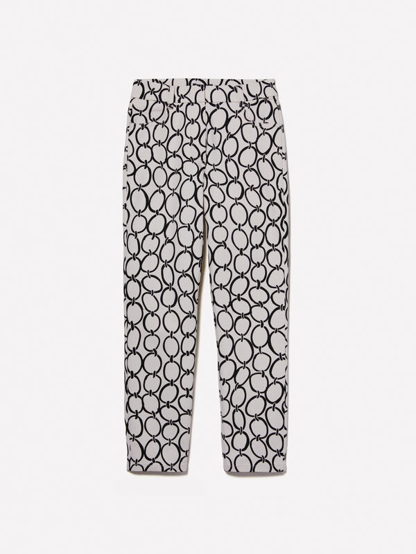 Cal&ccedil;as branco nata slim fit estampadas - cal&ccedil;as slim-fit para mulher | Sisley