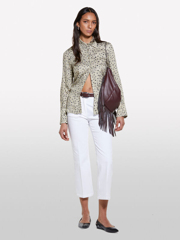 Calças flare fit branca - calças flare para mulher | Sisley