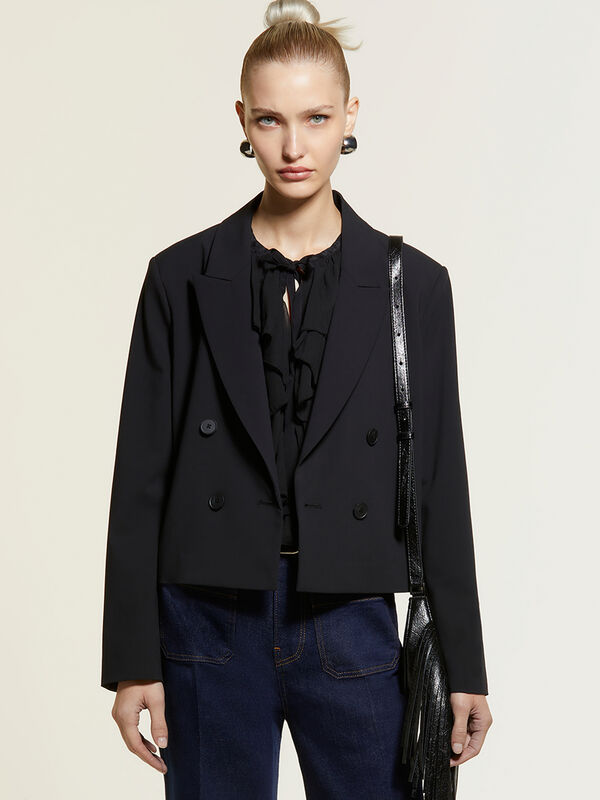 Blazer Spencer preto trespassado - blazers para mulher | Sisley