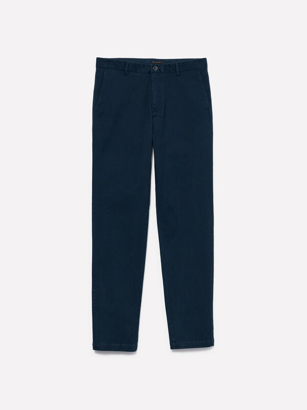 Calças chino azul-escuro - calças chinos para homem | Sisley