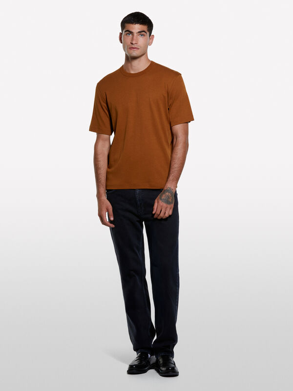 T-shirt regular fit terracota - t-shirt de manga curta para homem | Sisley