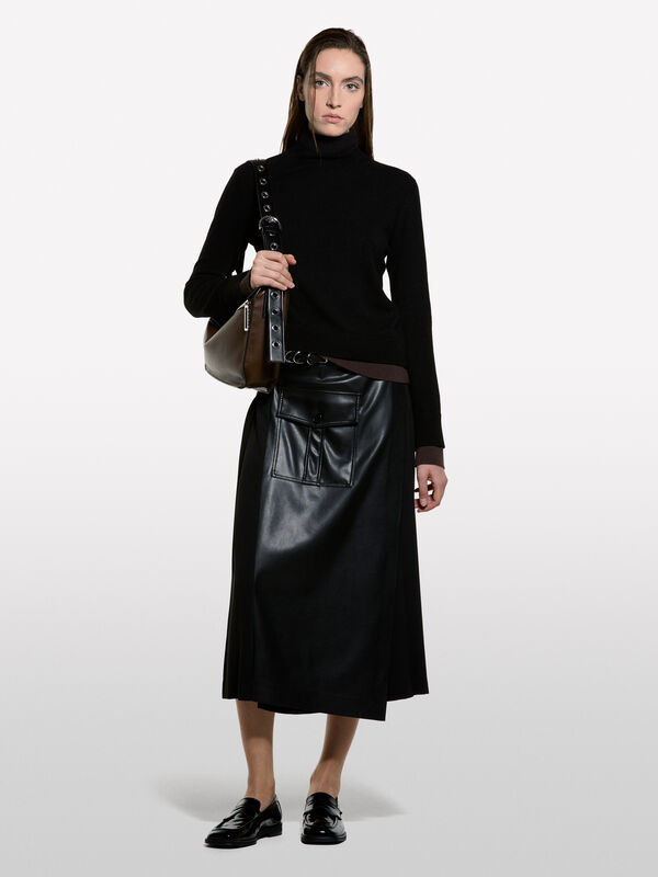 Camisola de gola alta com canelado duplo - camisolas gola alta para mulher | Sisley