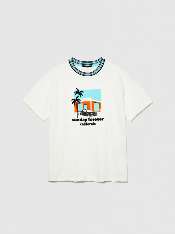 T-shirt com estampa bordada - t-shirt de manga curta para menino | Sisley Young