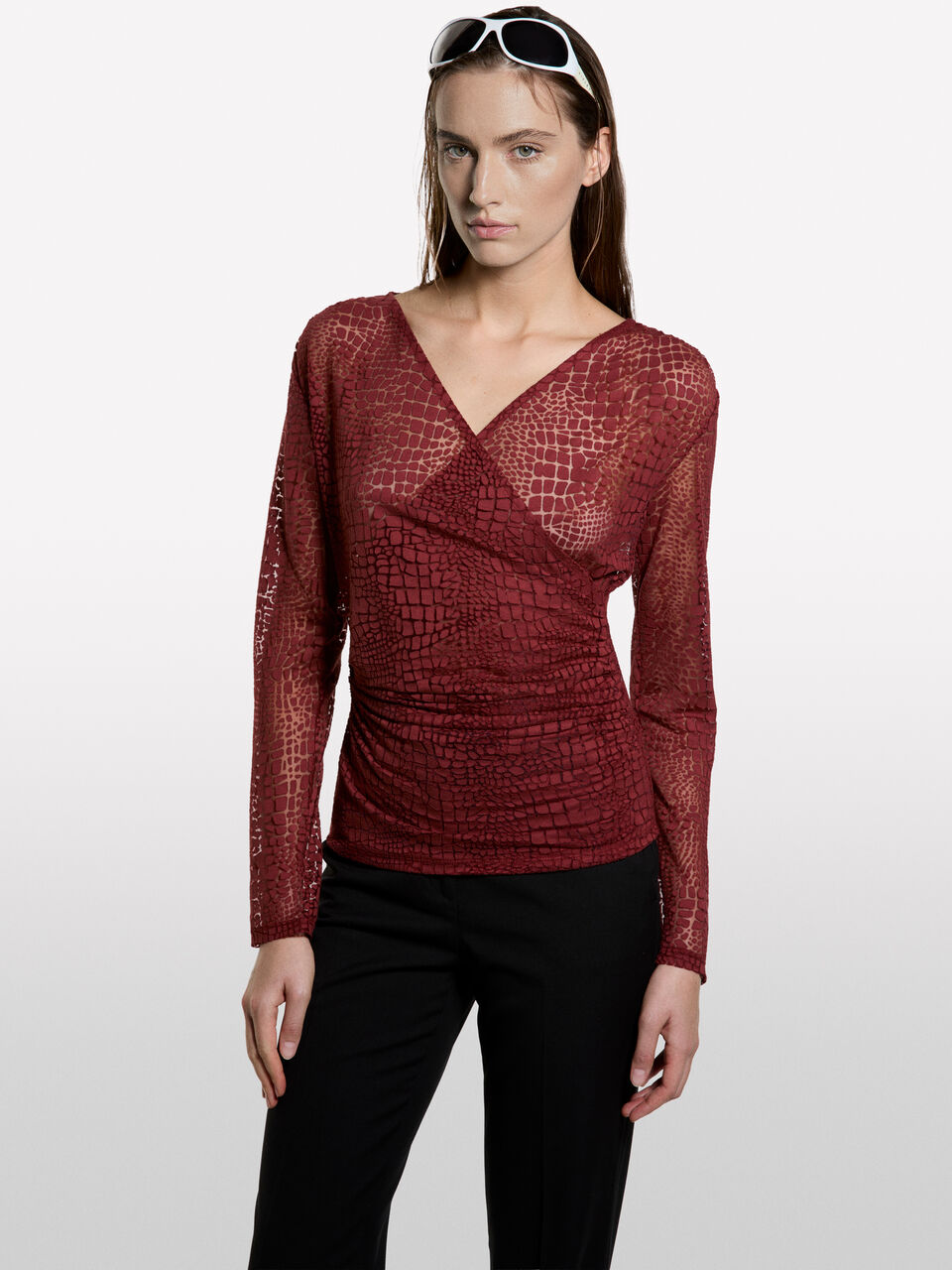 V NECK SWEATER L/S Mulher image number null