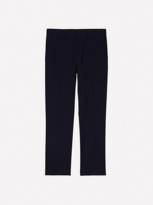 Calças de alfaiataria azul-escuro Calças de alfaiataria azul-escuro - calças slim para homem | Sisley