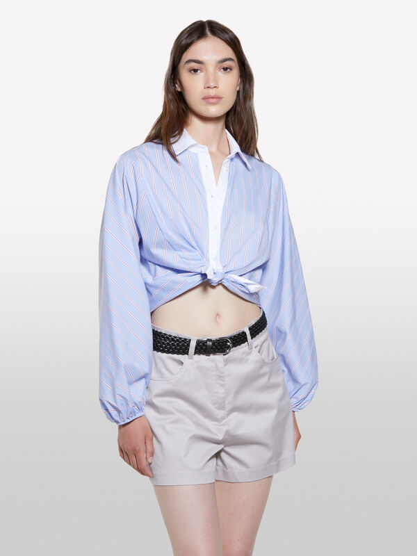 Camisa às riscas azul-claro com contraste - camisas para mulher | Sisley