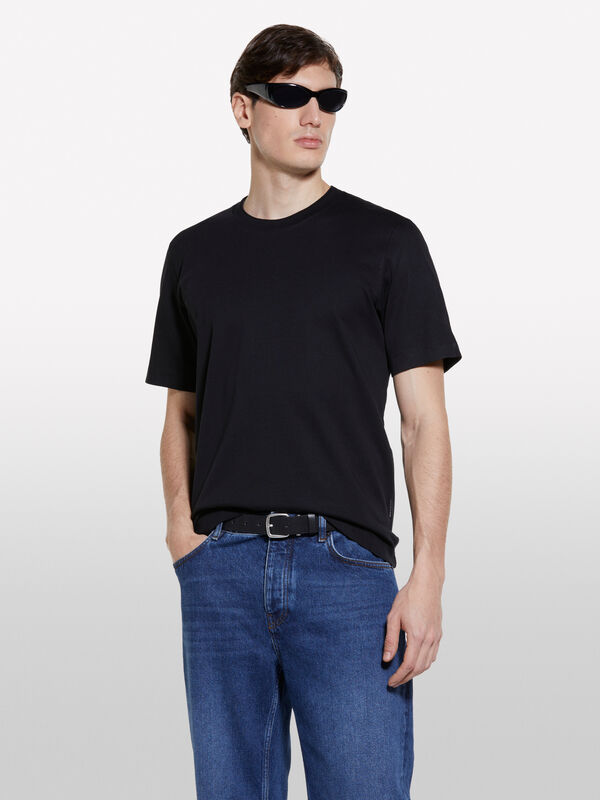 T-shirt regular fit preta - t-shirt de manga curta para homem | Sisley