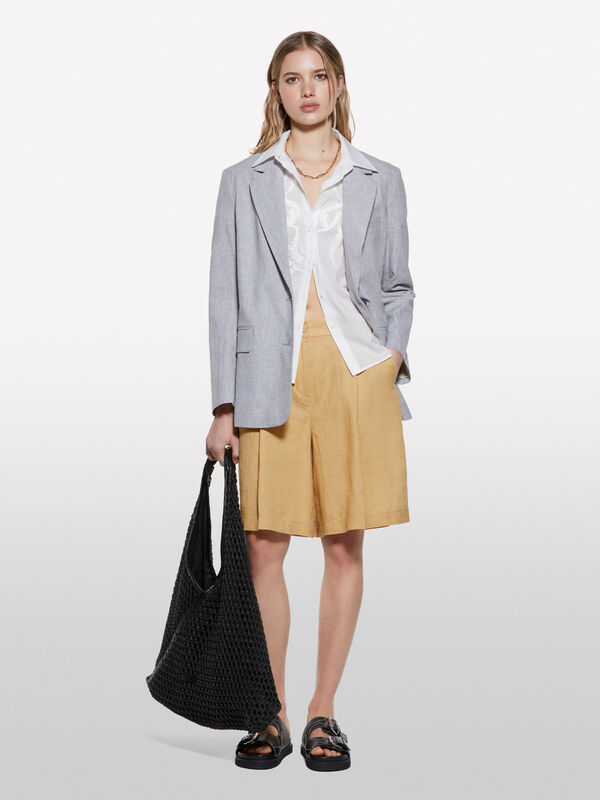 Blazer cinza claro em mistura de linho - blazers para mulher | Sisley