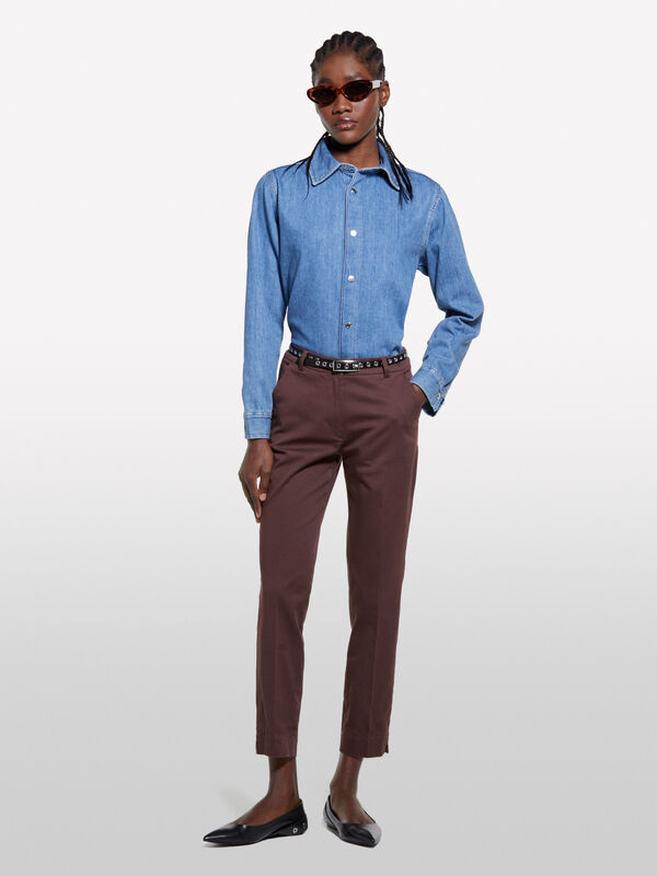 Chinos marrom Chinos marrom - calças slim-fit para mulher | Sisley