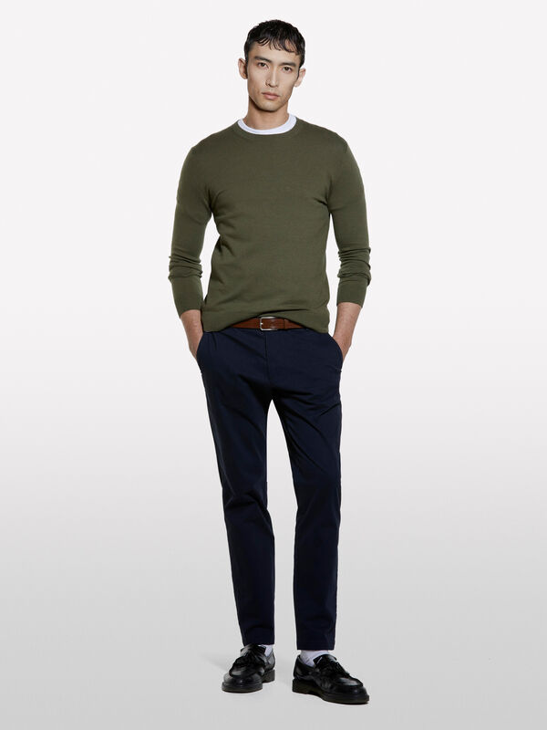 Calças chino azul-escuro - calças chinos para homem | Sisley