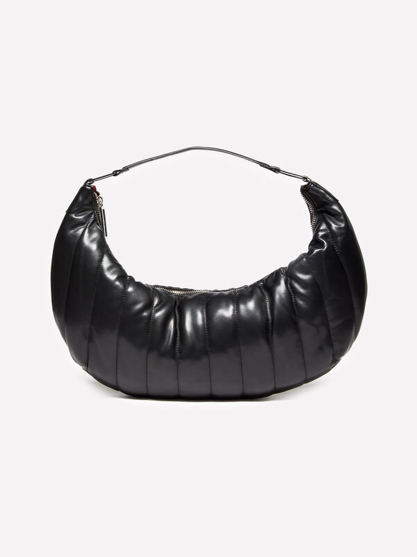 Bolsa de ombro preta com costuras - bolsas tiracolo e de ombro para mulher | Sisley