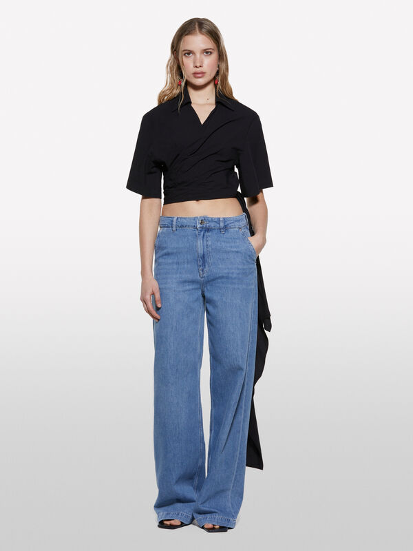 Jeans wide fit claro - jeans palazzo para mulher | Sisley