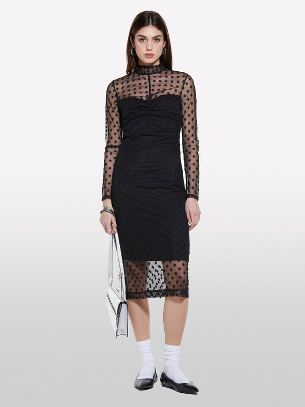 Vestido em tule - vestidos midi para mulher | Sisley
