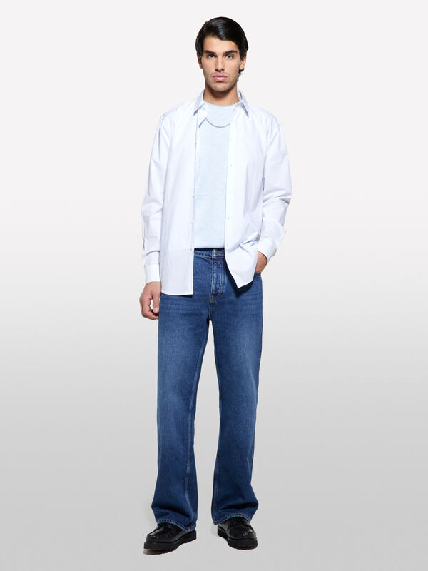 T-shirt de manga curta slim fit azul - t-shirt de manga curta para homem | Sisley