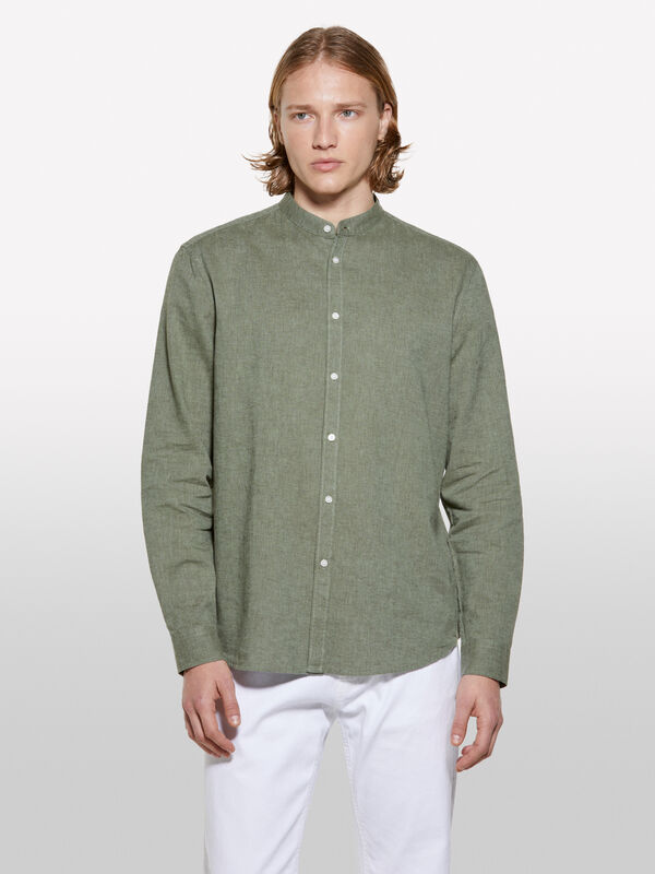 Camisa estilo coreano verde - camisas regular para homem | Sisley