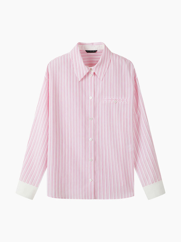 Camisa rosa &agrave;s riscas - sisley k camicie | Sisley K