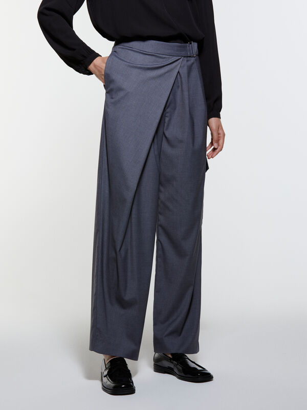 Calças sarong cinzentas - calças palazzo para mulher | Sisley