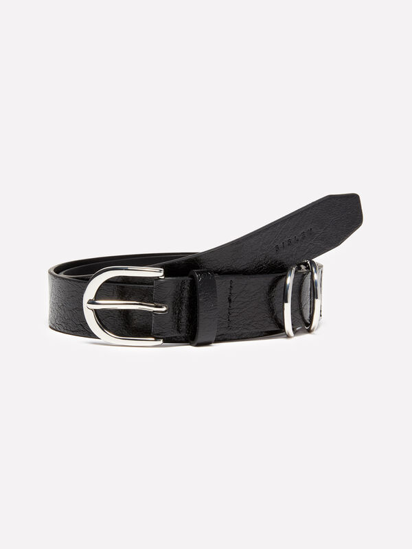 Cinto preto com passante duplo - cintos para mulher | Sisley