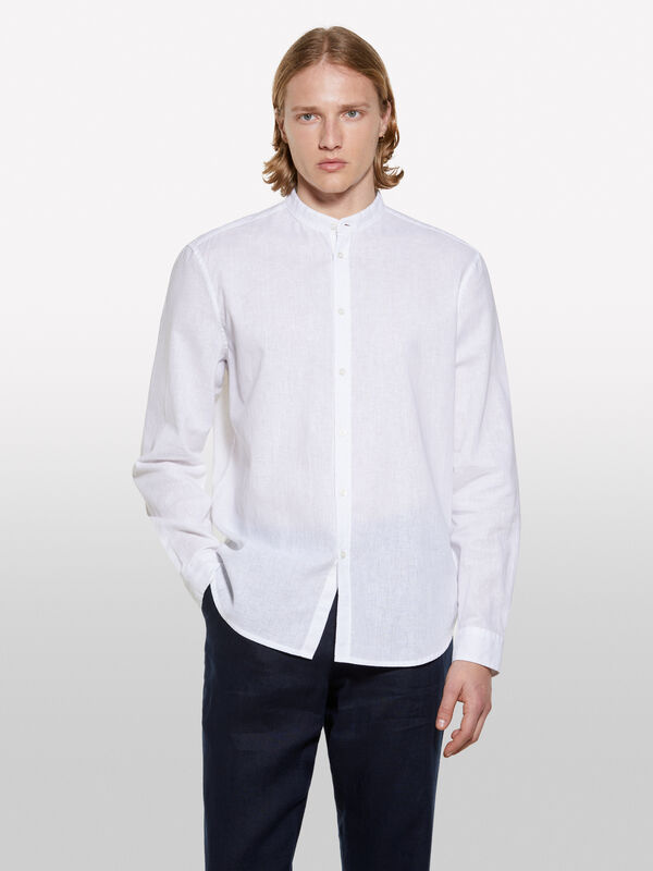 Camisa estilo coreano branca - camisas regular para homem | Sisley