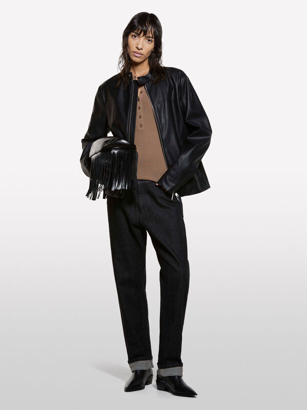 Camisola carcela de botões castanho - camisolas gola redonda para mulher | Sisley