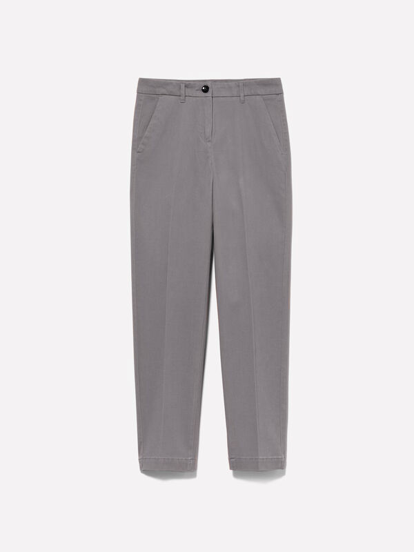 Calças chino cinzentas cigarette - calças chinos para mulher | Sisley