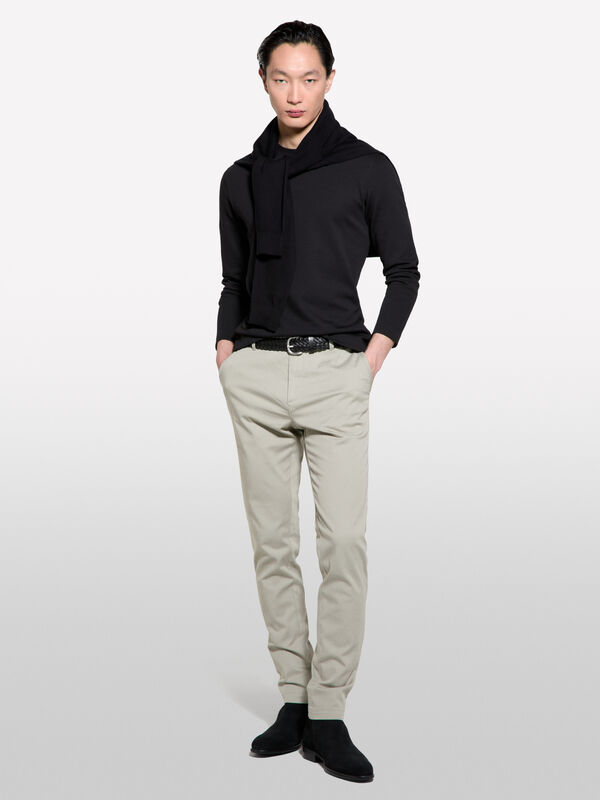 Calças chino slim fit tortora - calças chinos para homem | Sisley