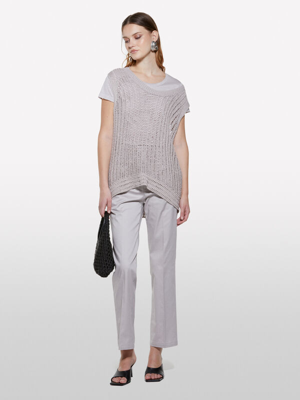 Calças cinzentas cigarette - calças skinny para mulher | Sisley