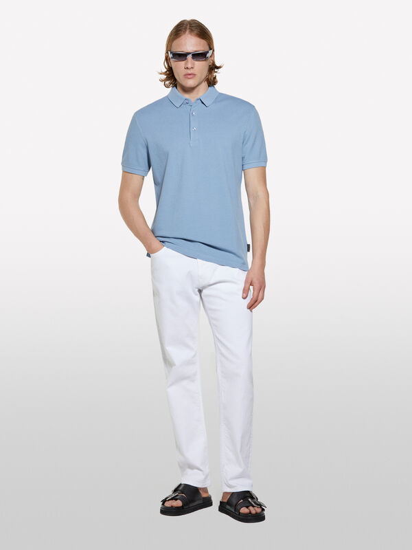 Polo azul-claro 100% algodão - polos para homem | Sisley