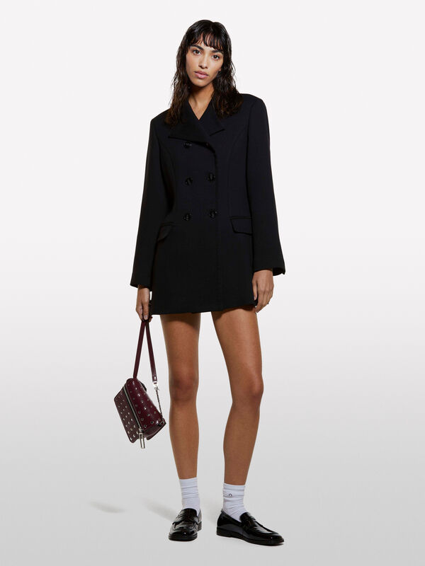 Sobretudo de abotoadura dupla preto - sobretudos para mulher | Sisley