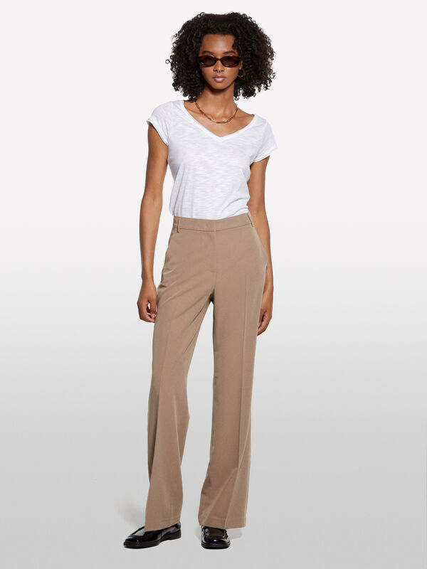 T-shirt decote em V branco T-shirt decote em V branco - t-shirt de manga curta para mulher | Sisley