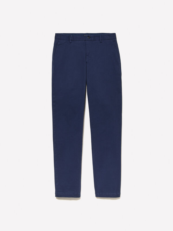 Chinos slim fit azul-escuro - calças chinos para homem | Sisley