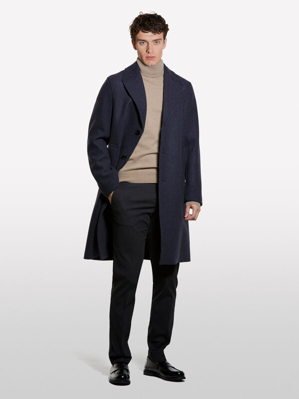 Camisola bege escuro regular fit com gola alta - camisolas gola alta para homem | Sisley