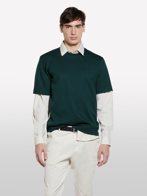 T-shirt regular fit verde-escuro - t-shirt de manga curta para homem | Sisley