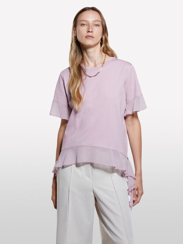 T-shirt rosa com folhos T-shirt rosa com folhos - t-shirt de manga curta para mulher | Sisley