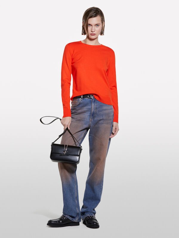 Camisola de gola redonda vermelha - camisolas gola redonda para mulher | Sisley
