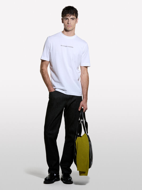 T-shirt branca com estampa 100% algod&atilde;o org&acirc;nico - t-shirt de manga curta para homem | Sisley